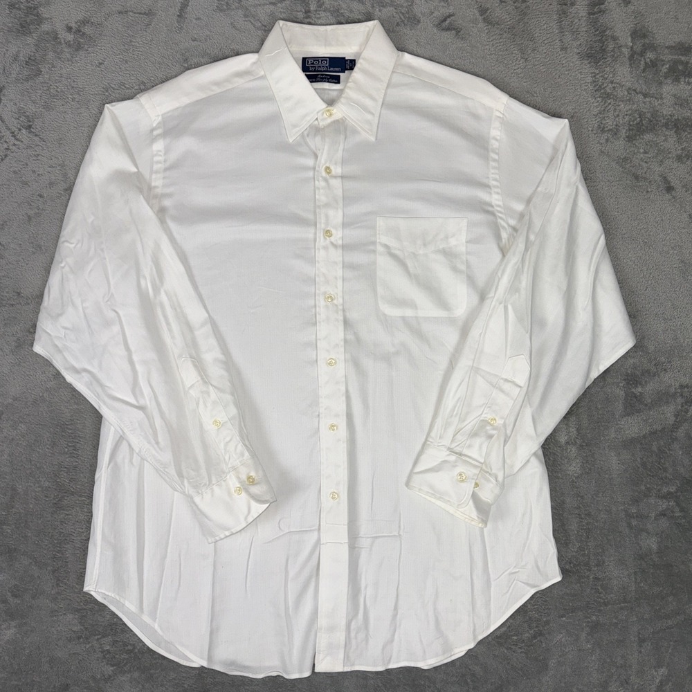 Vintage Ralph Lauren Men's 17 34/35 Long Sleeve Andrew 100% Two Ply Cotton